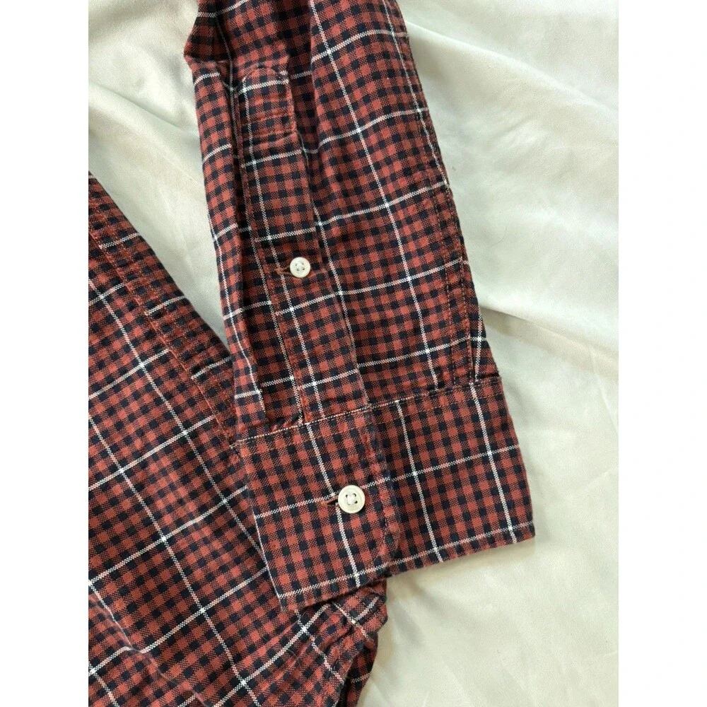 J Crew Flannel Shirt Red Black Plaid Mens S Button Up Cabin Outdoor Classic Prep